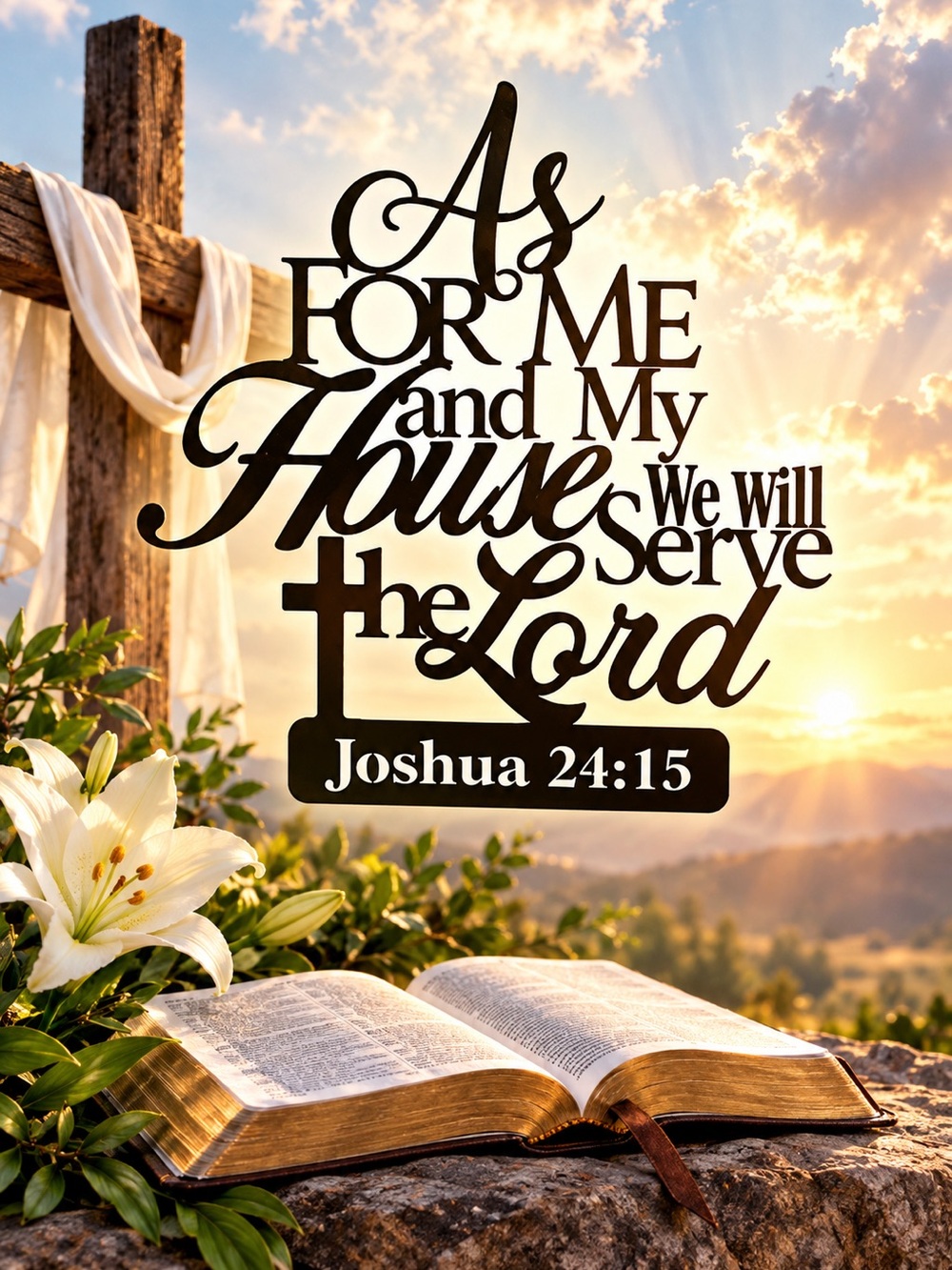 As For Me and My House Metal Wall Art - Black - Joshua 24:15 NWOT
